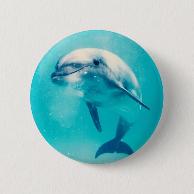 Bottlenosed Dolphin Underwater 2 Inch Round Button (Front)