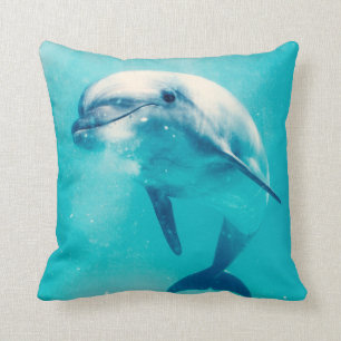 Bottlenosed Dolphin Underwater Throw Pillow