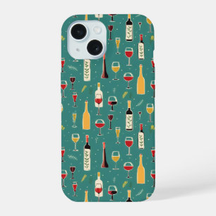 Bottles and Glasses Pattern iPhone 15 Case