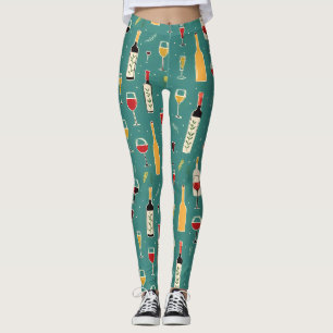 Bottles and Glasses Pattern Leggings