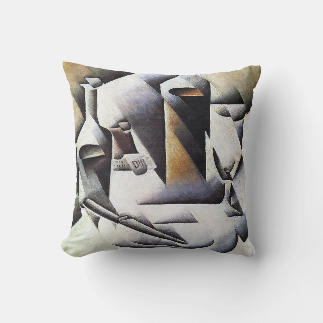 Bottles and Knife, by Juan Gris Throw Pillow (Front)