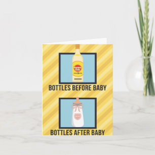 Bottles Before & After Funny Baby Shower Greeting Card