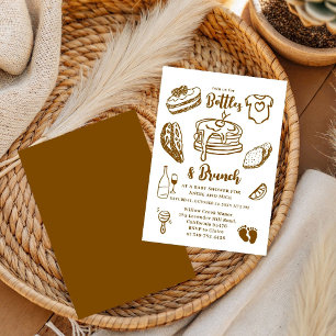 Bottles & Brunch Doodle Boy Baby Shower  Invitation