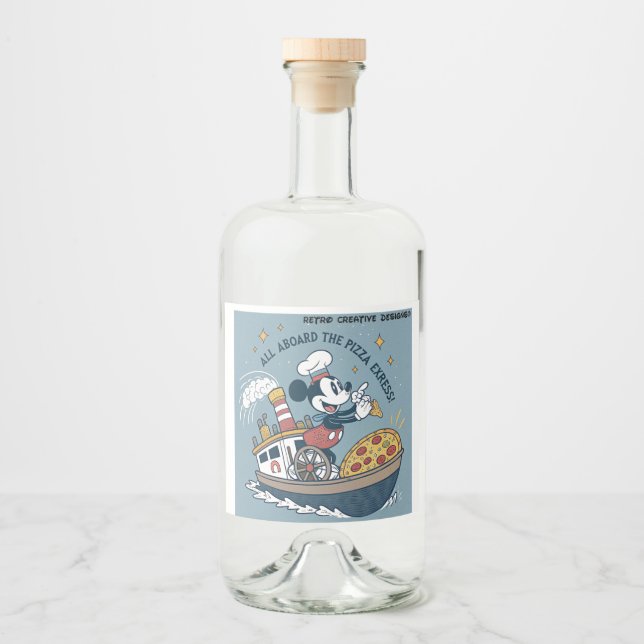 Bottles Fun Design of Mouse and Airplanes Liquor Bottle Label (Front)
