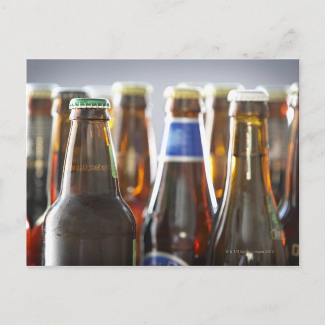 Bottles of various bottled beer in studio postcard (Front)