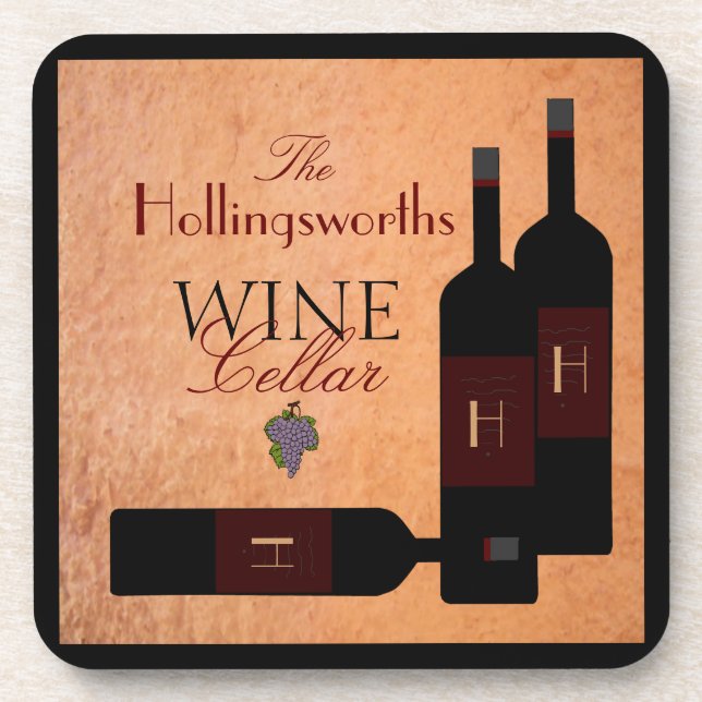 Bottles of Wine -Personalized Coaster (Front)