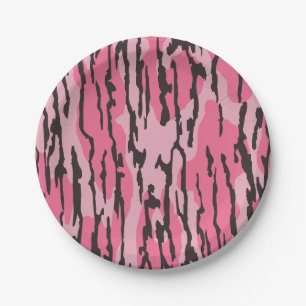 Bottom Lands Camo Pink for Women and Girls Paper Plate