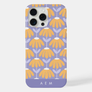 Bottom Monogram Initials Heather Vintage Floral iPhone 15 Pro Max Case
