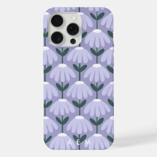Bottom Monogram Initials Heather Vintage Floral iPhone 15 Pro Max Case