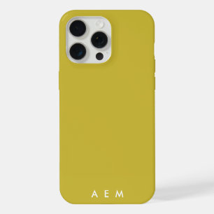 Bottom Monogram Initials Olive Green Minimalist iPhone 15 Pro Max Case
