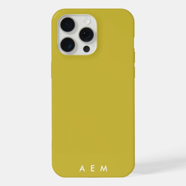 Bottom Monogram Initials Olive Green Minimalist iPhone Case (Back)