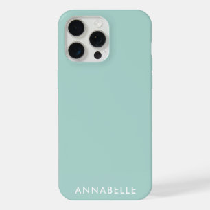 Bottom Monogram Name Teal Blue Minimalist iPhone 15 Pro Max Case
