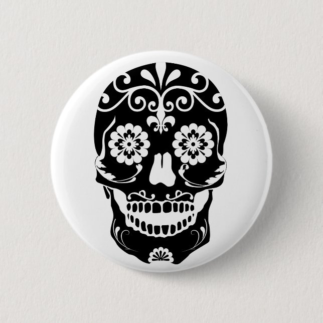 Bottom Sugar Skull 2 Inch Round Button (Front)