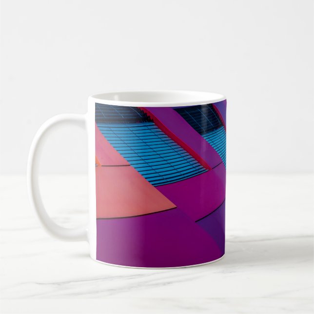 Bottom view of purple building coffee mug (Left)