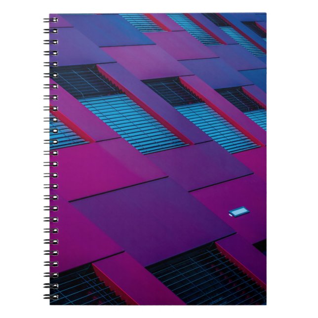 Bottom view of purple building notebook (Front)