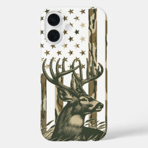 Bottomland Camo American Flag Deer Hunting Camo iPhone 16 Case