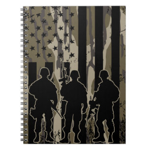 Bottomland Camo American Flag & Soldiers Notebook