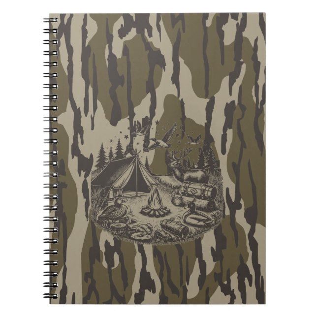 Bottomland Camo Camping Gear Camo Notebook (Front)