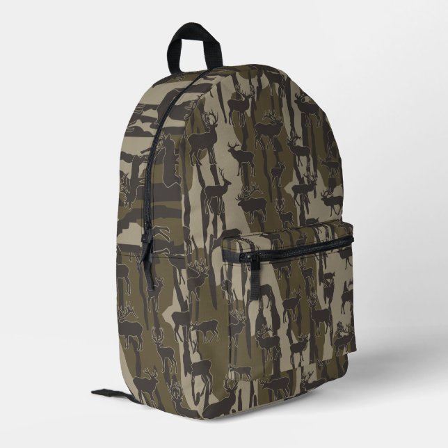 Bottomland Camo Deer Hunting Deer Pattern Printed Backpack (Back Corner Left)