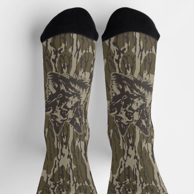 Bottomland Camo German Shepherd Silhouette Socks (Top)