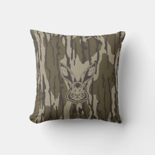 Bottomland Camo Hunting Camo Rabbit Throw Pillow