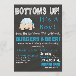 Bottoms Up Baby Shower Invitation (Blue)