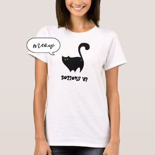 Bottoms Up Black Cat Cute Funny Cheeky Cartoon  T-Shirt