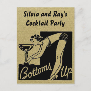 Bottoms Up Cocktail Party Personalized Invitation Postcard