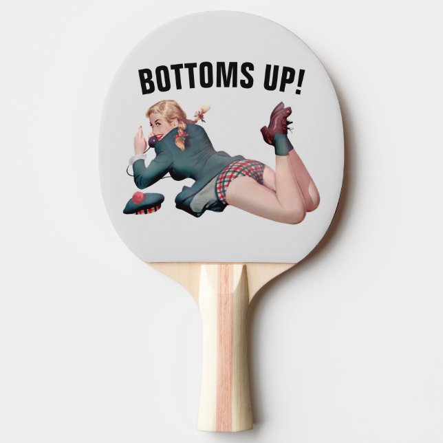 BOTTOMS UP RETROGIRL PING PONG PADDLE (Front)