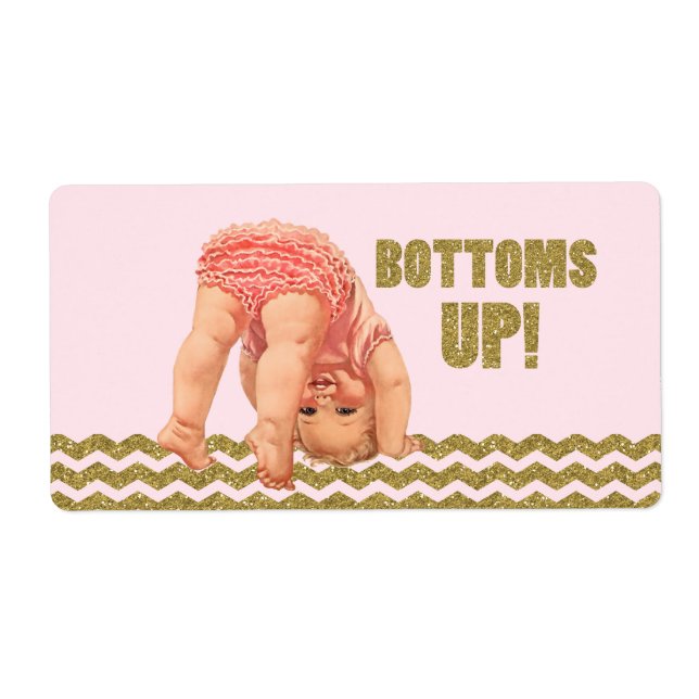 Bottoms Up Sip And See Water Bottle Labels (Front)