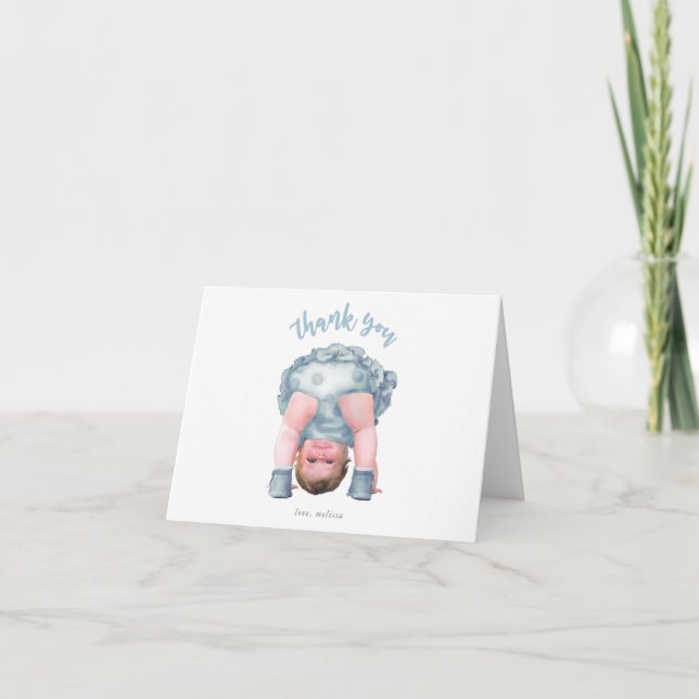 Bottoms up! thank you card (Steel blue/blonde) (Front)