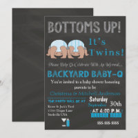 Bottoms Up Twins Baby-Q Baby Shower (BLUE)