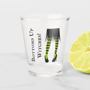 Bottoms Up Witches Halloween Striped Witch Shot Glass