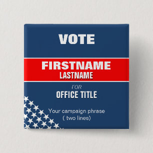 botton quadrado eleição com estrelas 2 inch square button