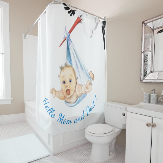 Bouche portant bébé drôle Douche rideau Votre text (En situation)