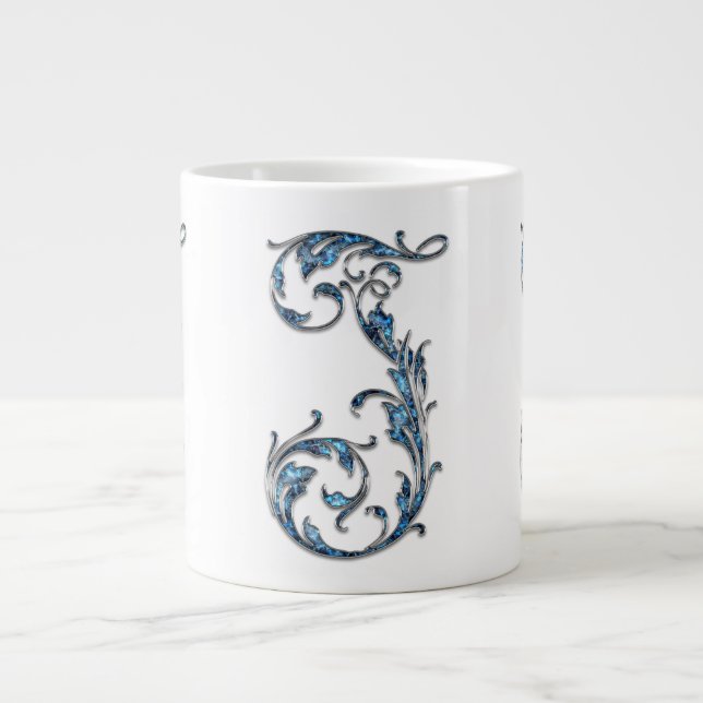 Bouchon Diamant Bleu "J" Monogramme Spécialité Mug (Devant)