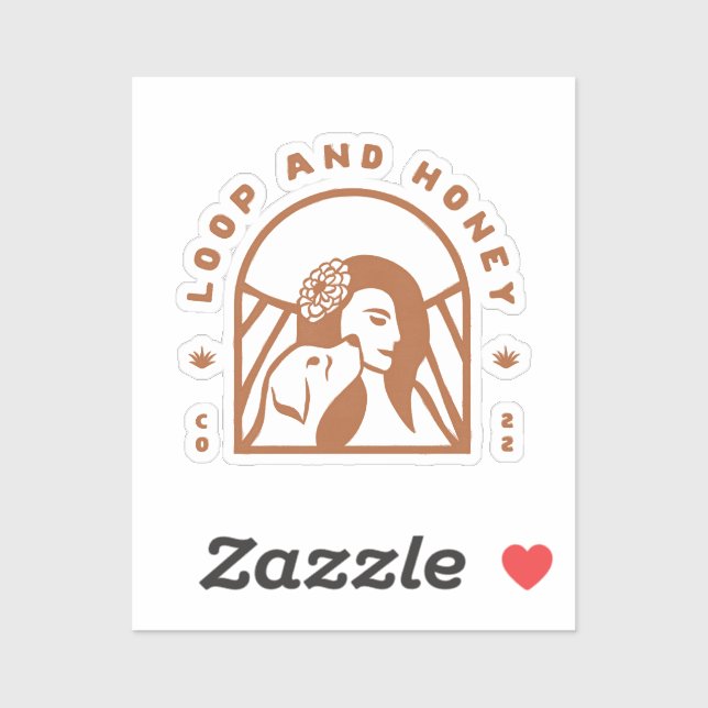 Boucle et miel Représenter le logo Sticker en cuiv (Feuille)