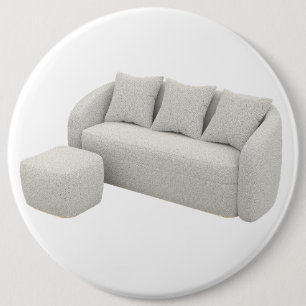Boucle sofa with ottoman 6 inch round button
