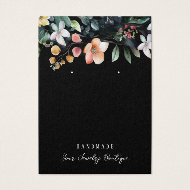 Boucles de fleurs d'aquarelle Bijoux Cartes d'affi (Devant)