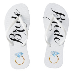 Boucles de tongs de mariée avec anneau de diamant