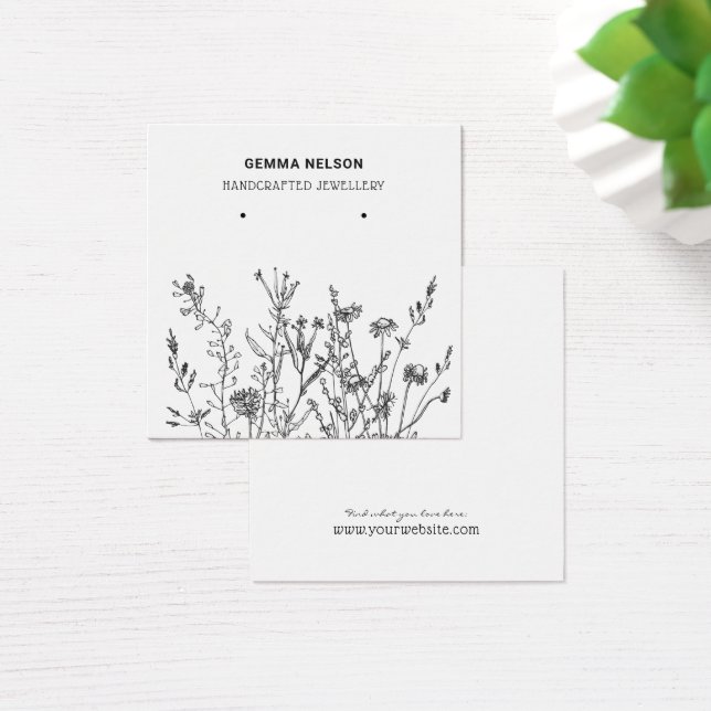 Boucles d'oreille Carré de bijoux ・ Fleurs sauvage (Bureau)