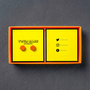 Boucles d'oreille jaune néon, carte d'affichage de