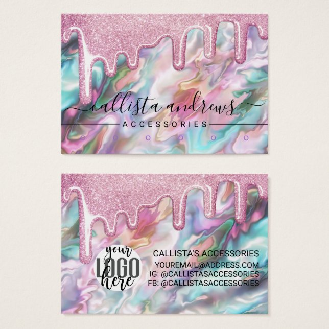 Boucles d'oreilles basses Pink Pearl Opal Glitter  (Devant & derrière)