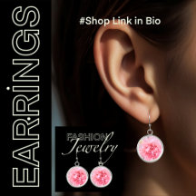 Boucles d'oreilles fleur florale œillet rose
