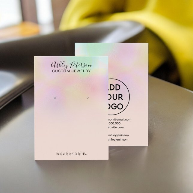 Boucles d'oreilles holographiques roses (Pink holographic jewelry earrings display)