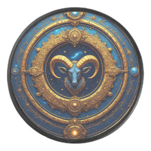 ♈ Bouclier Bélier Doré Cadeau Zodiaque Rondelle de