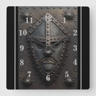 Bouclier En Fer Avec Horloge Masque