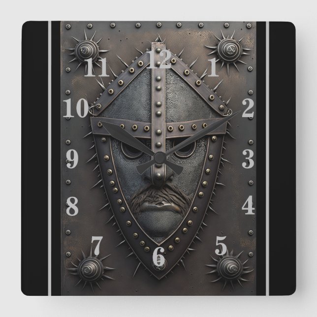 Bouclier En Fer Avec Horloge Masque (Recto)