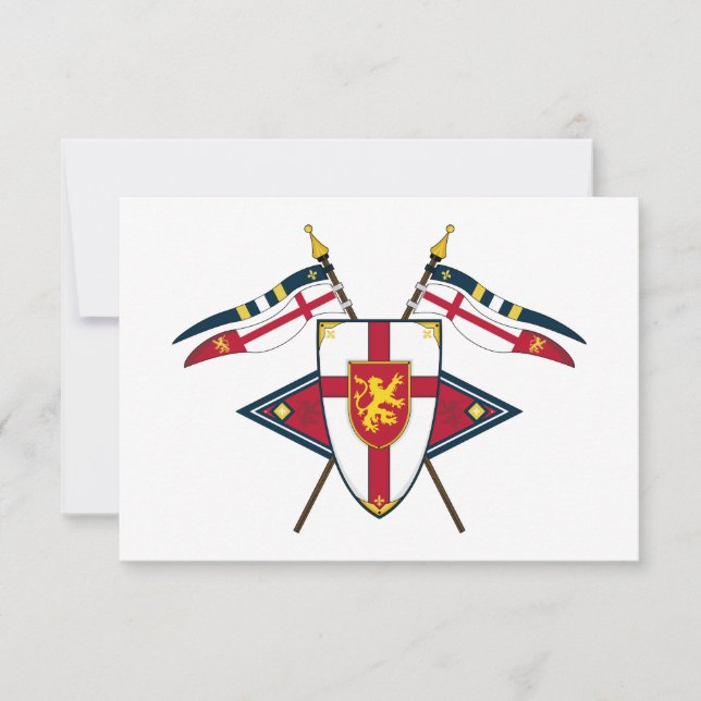 Bouclier médiéval et drapeaux carte RSVP (Devant)