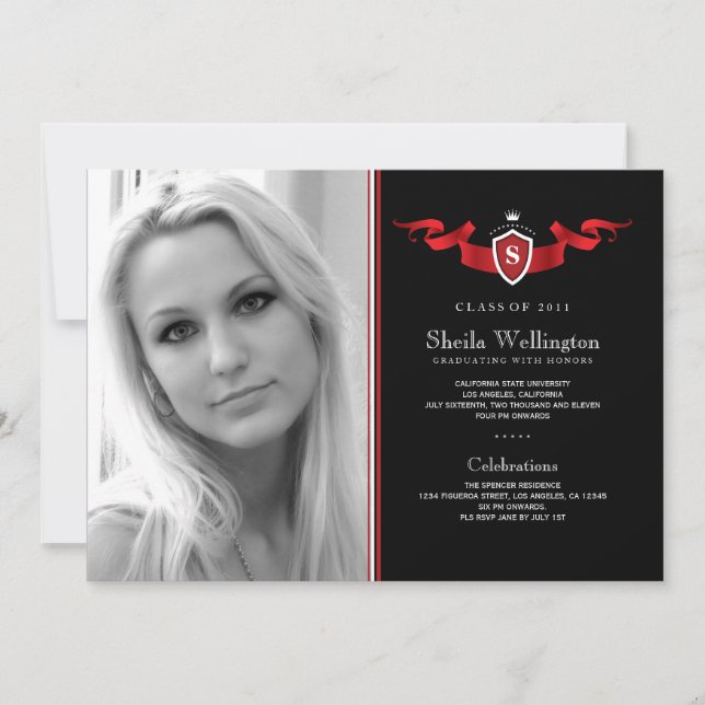Bouclier photo Faire-part de graduation (Devant)